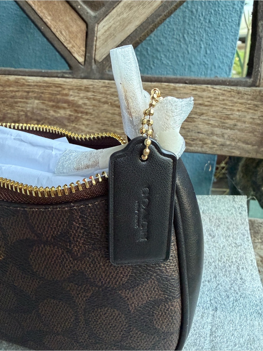 Coach Brown Signature Mini Crossbody with Gold Hardware - Picture 4 of 11